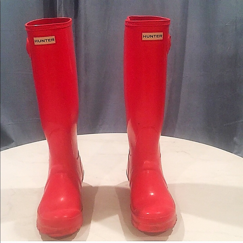 Sz 8 HUNTER boots red/pink Tall